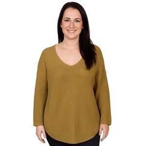 Tildon Womens Mesh Textured Fringed Knitted Long Sleeve Sweater‎ White Size M